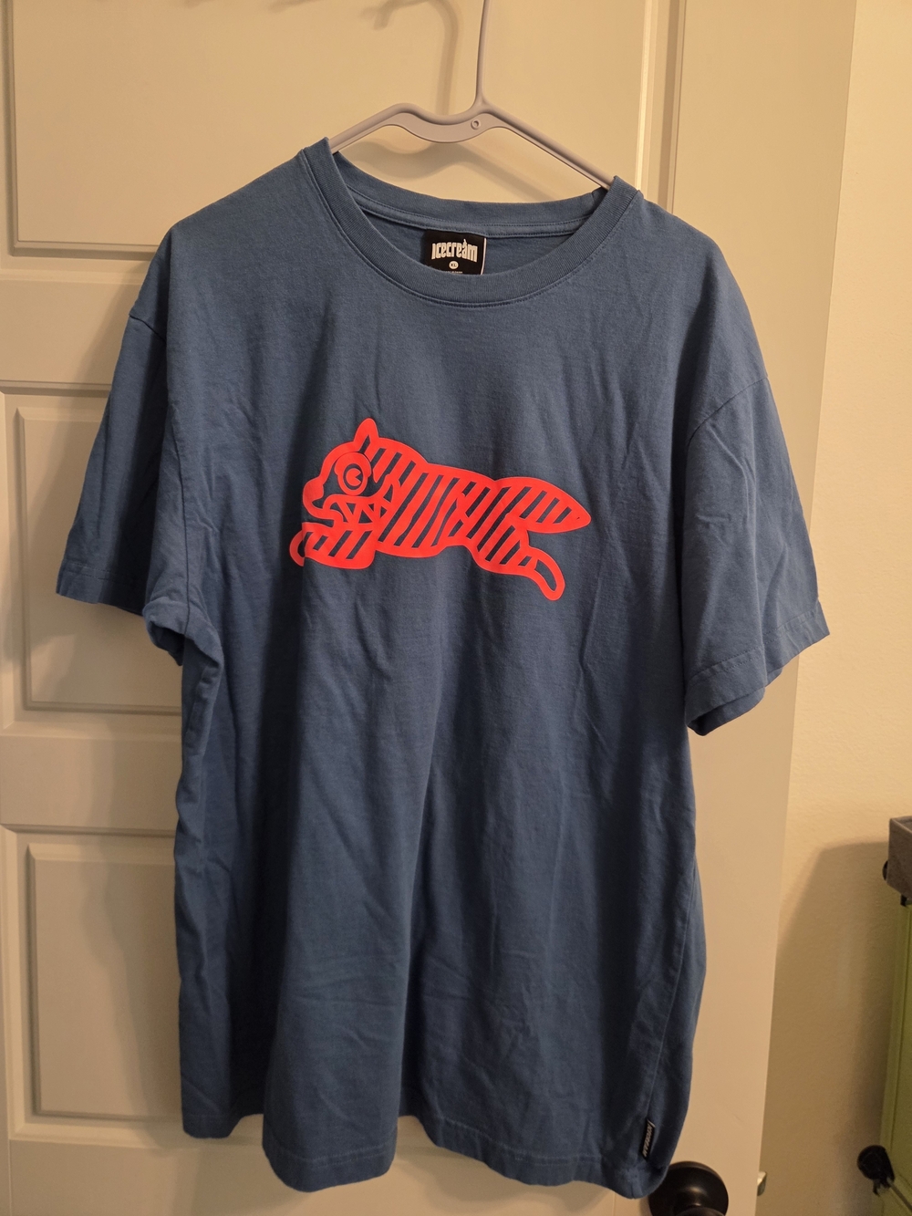 Icecream Blue Tee with Red Graphic Fox Logo